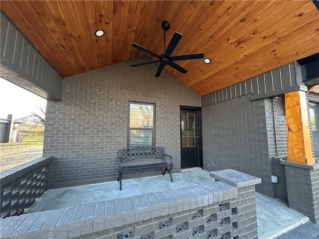 view of patio / terrace featuring a ceiling fan