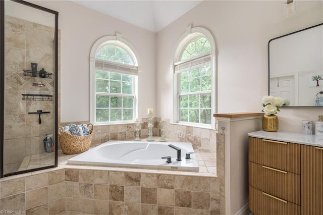 612 Wigeon Dr, Greensboro, NC 27455 - full bathroom with a stall shower, a bath, and vanity