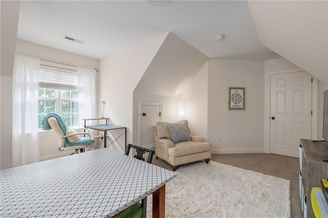 612 Wigeon Dr, Greensboro, NC 27455 - office area featuring carpet, baseboards, and lofted ceiling