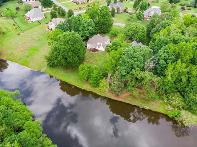 612 Wigeon Dr, Greensboro, NC 27455 - aerial view of residential area with a large body of water and a tree filled landscape