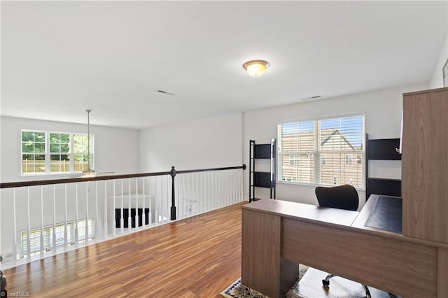 4 Harvest Oak Ct, Greensboro, NC 27406 - office area with wood finished floors and ceiling fan