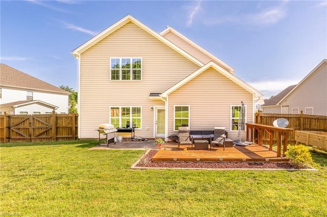 4 Harvest Oak Ct, Greensboro, NC 27406 - back of house with an outdoor hangout area, a deck, and a gate