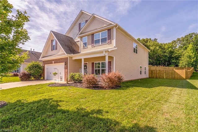 4 Harvest Oak Ct, Greensboro, NC 27406 - view of front of home featuring board and batten siding, concrete driveway, an attached garage, and covered porch