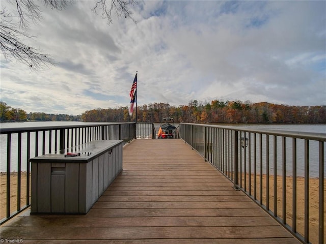 view of dock featuring a water view