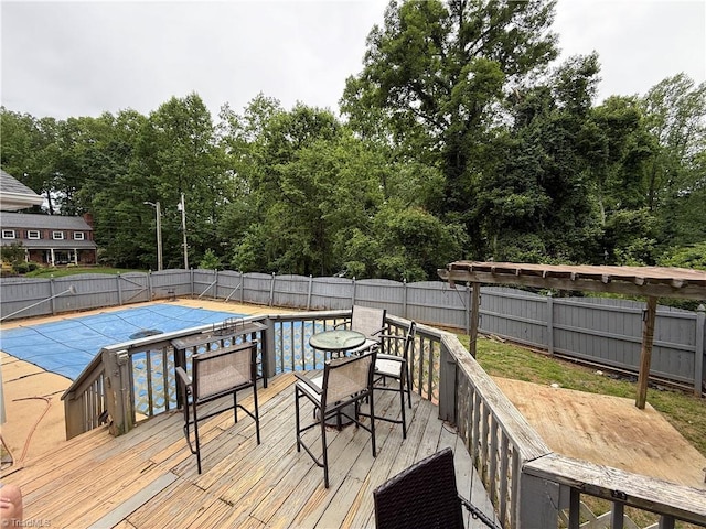 2800 Loch Dr, Winston-Salem, NC 27106 - wooden terrace with a fenced backyard and view of scattered trees