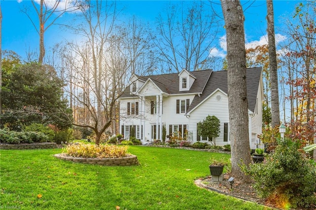 colonial house with a front lawn