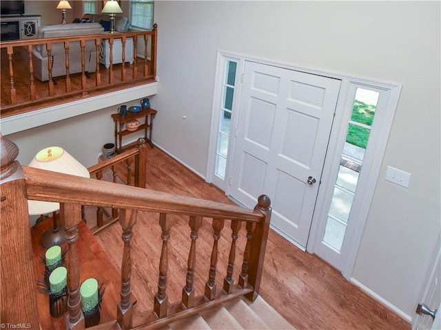 4610 Woodsman Way, Winston-Salem, NC 27103 - stairs with wood finished floors and baseboards