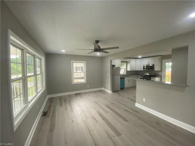 7 Crutchfield Ave, Lexington, NC 28445 - unfurnished living room with light wood-type flooring, baseboards, plenty of natural light, recessed lighting, and a textured ceiling