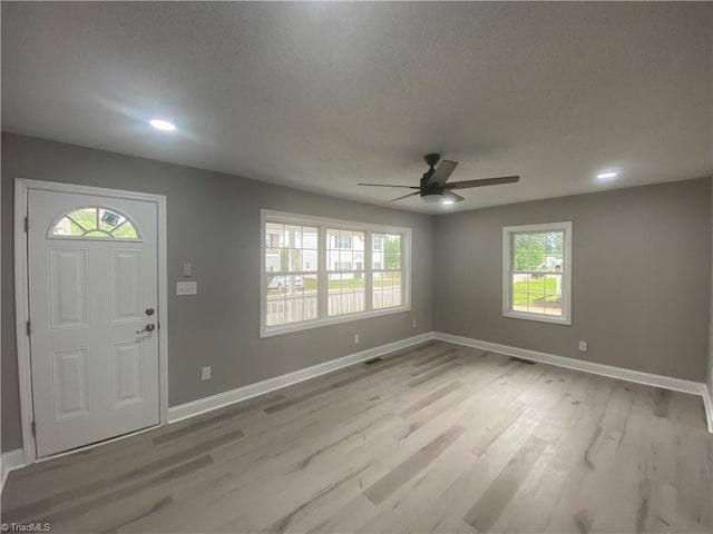 7 Crutchfield Ave, Lexington, NC 28445 - entryway featuring ceiling fan, baseboards, light wood-style flooring, and recessed lighting