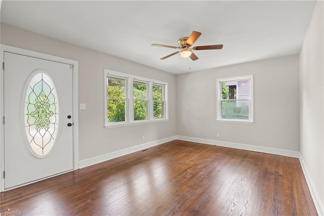 212 Lakeview Dr E, Thomasville, NC 27360 - foyer entrance with plenty of natural light, hardwood / wood-style floors, and a ceiling fan