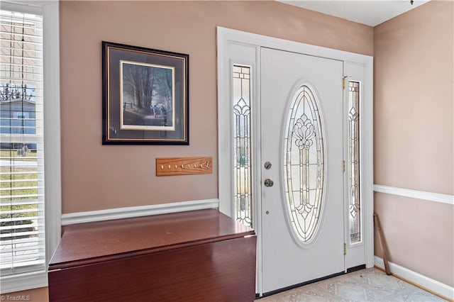 foyer with baseboards