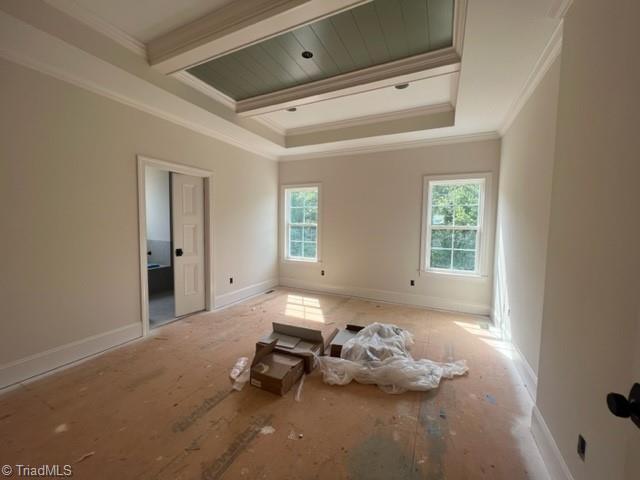 184 Providence Trl, Madison, NC 27025 - spare room featuring crown molding, baseboards, and a tray ceiling