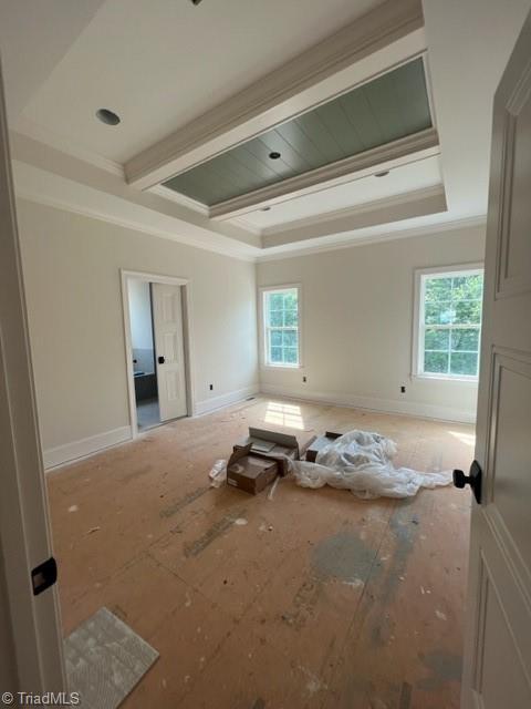184 Providence Trl, Madison, NC 27025 - unfurnished room with a tray ceiling, ornamental molding, and baseboards