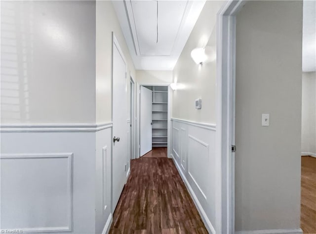 hall with hardwood / wood-style flooring