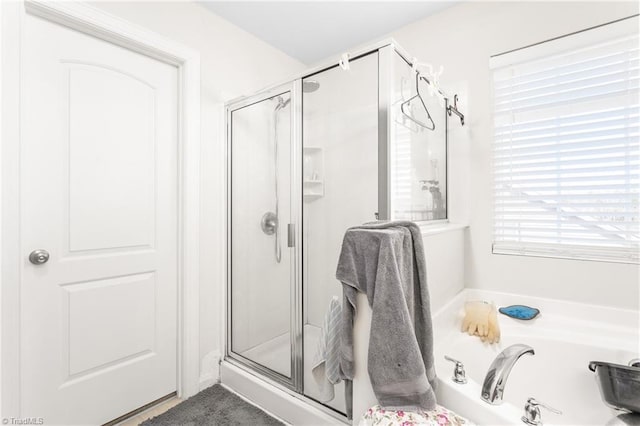 bathroom with independent shower and bath