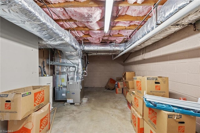 unfinished basement with water heater