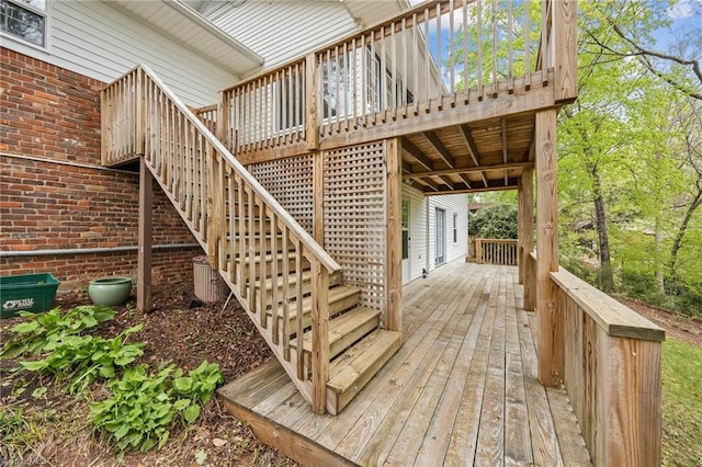 wooden deck with stairs