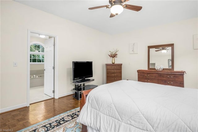 1018 Riverbend Dr, Advance, NC 27006 - bedroom featuring ensuite bathroom and ceiling fan