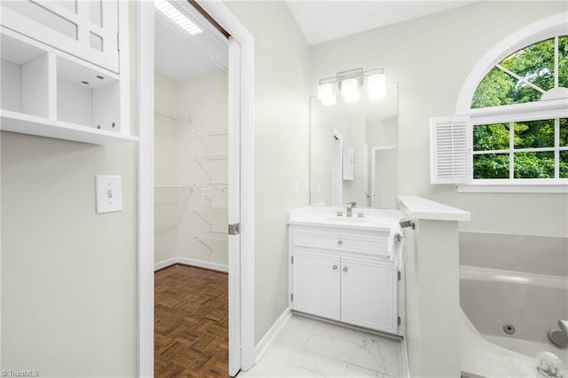1018 Riverbend Dr, Advance, NC 27006 - full bathroom with vanity, a whirlpool tub, and a spacious closet