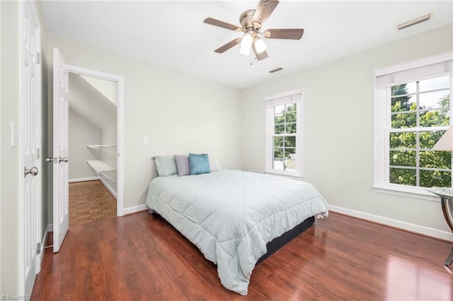 1018 Riverbend Dr, Advance, NC 27006 - bedroom featuring wood finished floors and ceiling fan
