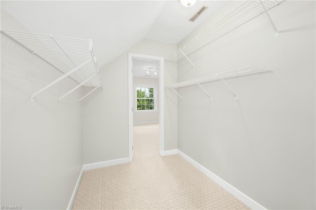 1018 Riverbend Dr, Advance, NC 27006 - walk in closet with vaulted ceiling and carpet floors