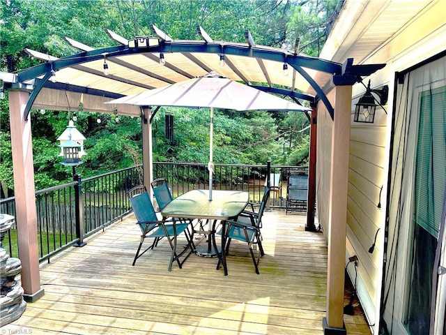 940 Huntington Run Ln, Kernersville, NC 27284 - wooden terrace featuring outdoor dining space and view of scattered trees