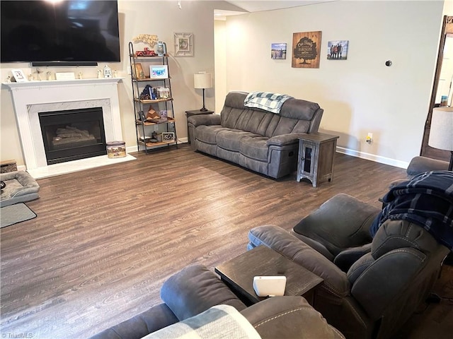 940 Huntington Run Ln, Kernersville, NC 27284 - living area featuring wood finished floors, baseboards, and a premium fireplace