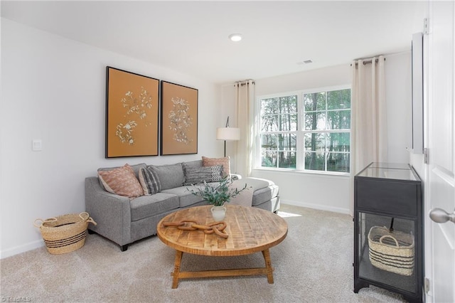 living room with carpet