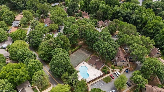 217 Village Ln Unit G, Greensboro, NC 27409 - aerial overview of property's location with a pool area and nearby suburban area