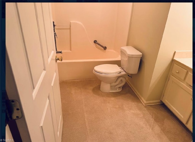 full bathroom with tub / shower combination, toilet, and vanity