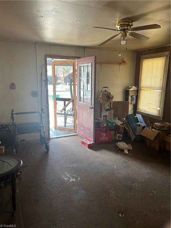 miscellaneous room featuring ceiling fan