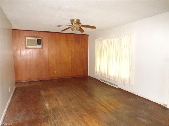 2600 Alamance Church Rd, Greensboro, NC 27406 - unfurnished room with a wall mounted air conditioner, ceiling fan, and wood finished floors