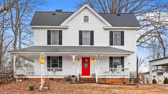 view of front of property with covered porch