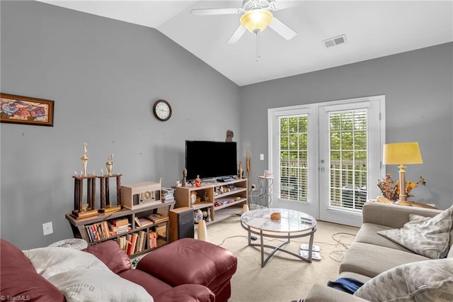 4455 Brassfield Dr Unit 306, Winston-Salem, NC 27105 - living area featuring lofted ceiling and ceiling fan