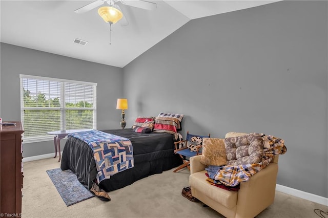 4455 Brassfield Dr Unit 306, Winston-Salem, NC 27105 - bedroom featuring vaulted ceiling, carpet floors, baseboards, and ceiling fan