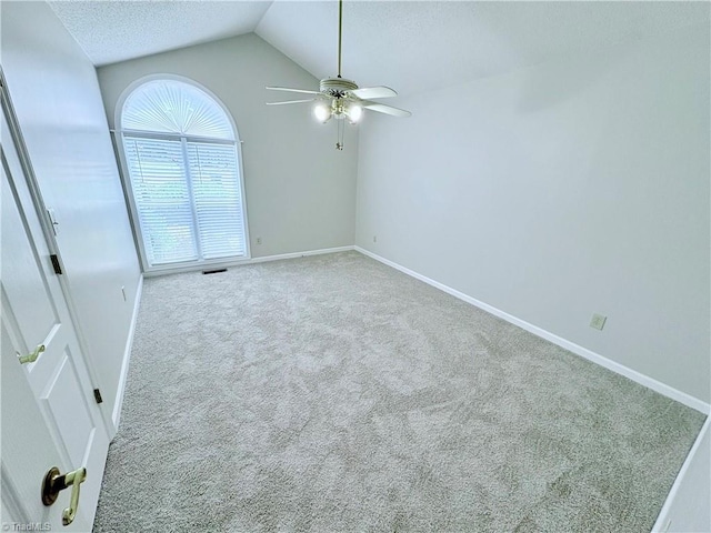 204 Maplewood Ct, Trinity, NC 27370 - carpeted spare room featuring a ceiling fan, lofted ceiling, and a textured ceiling