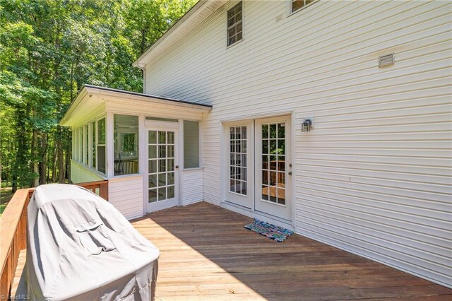 4717 Deaton Rd, Trinity, NC 27370 - wooden terrace with a sunroom and a grill