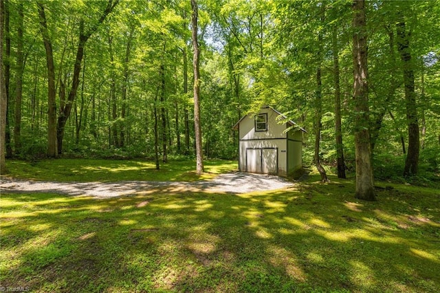 4717 Deaton Rd, Trinity, NC 27370 - view of green lawn featuring a storage unit and a view of trees