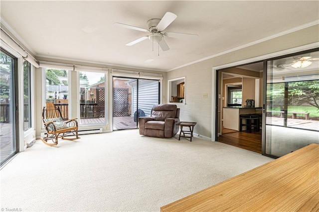 2014 Medhurst Dr, Greensboro, NC 27410 - sunroom with carpet floors, plenty of natural light, ornamental molding, and baseboards