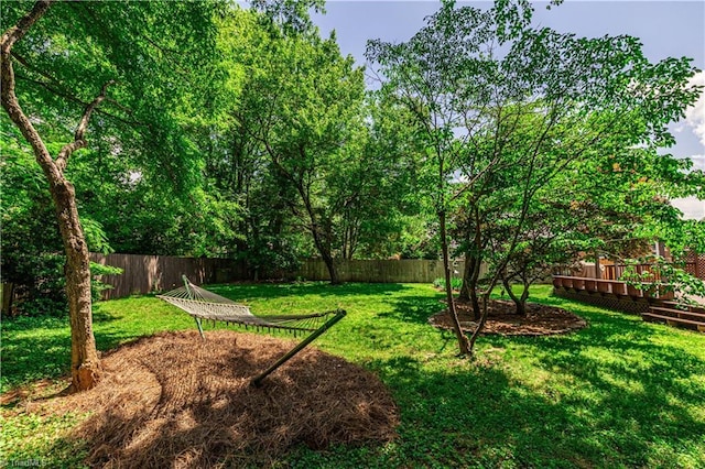 2014 Medhurst Dr, Greensboro, NC 27410 - view of yard with a wooden deck