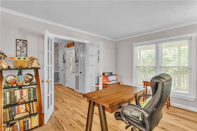 408 Camelot Dr, Salisbury, NC 28144 - office space featuring french doors, light wood-style flooring, and ornamental molding