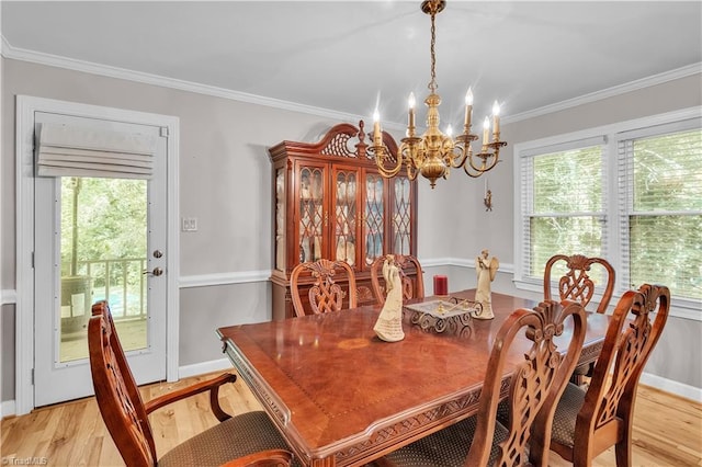 408 Camelot Dr, Salisbury, NC 28144 - dining room with a chandelier, light wood-style flooring, and ornamental molding