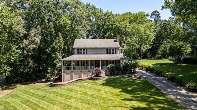 408 Camelot Dr, Salisbury, NC 28144 - farmhouse inspired home featuring a porch, a chimney, and a front yard