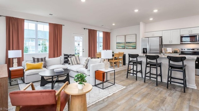 living room featuring light hardwood / wood-style flooring