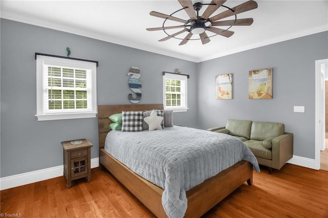 3080 Shiloh Church Rd, Winston-Salem, NC 27105 - bedroom with crown molding, wood finished floors, baseboards, and ceiling fan