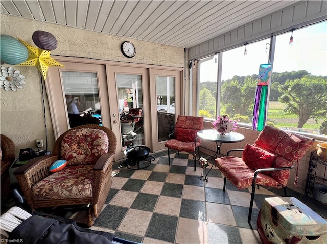 sunroom / solarium with wood ceiling