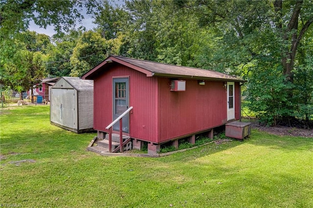 2504 Denise Dr, Greensboro, NC 27407 - view of shed featuring entry steps and view of scattered trees