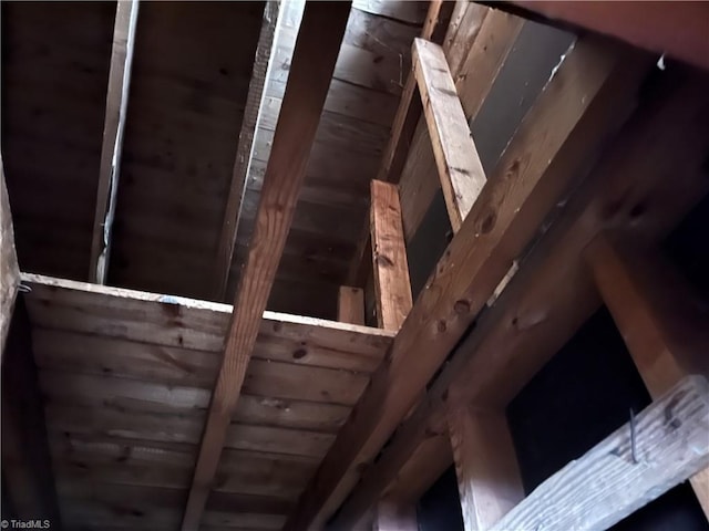 view of unfinished attic