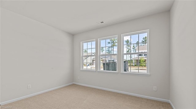 spare room featuring light colored carpet