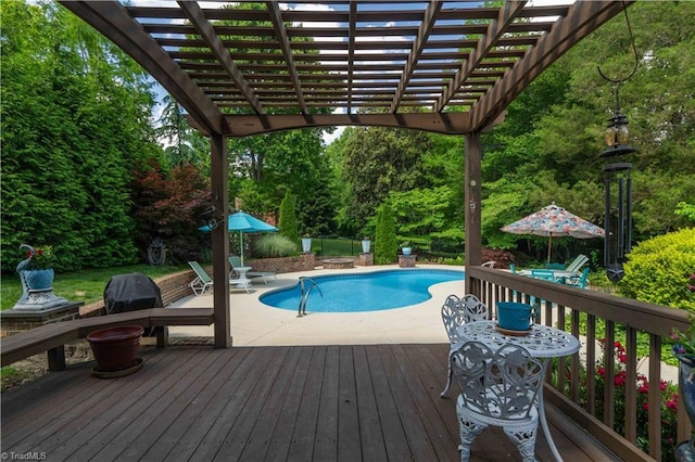 8116 Glengarriff Rd, Clemmons, NC 27012 - view of swimming pool with a pergola, a deck, and a patio area